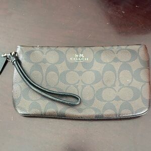 Coach Signature Brown and Black Wristlet
